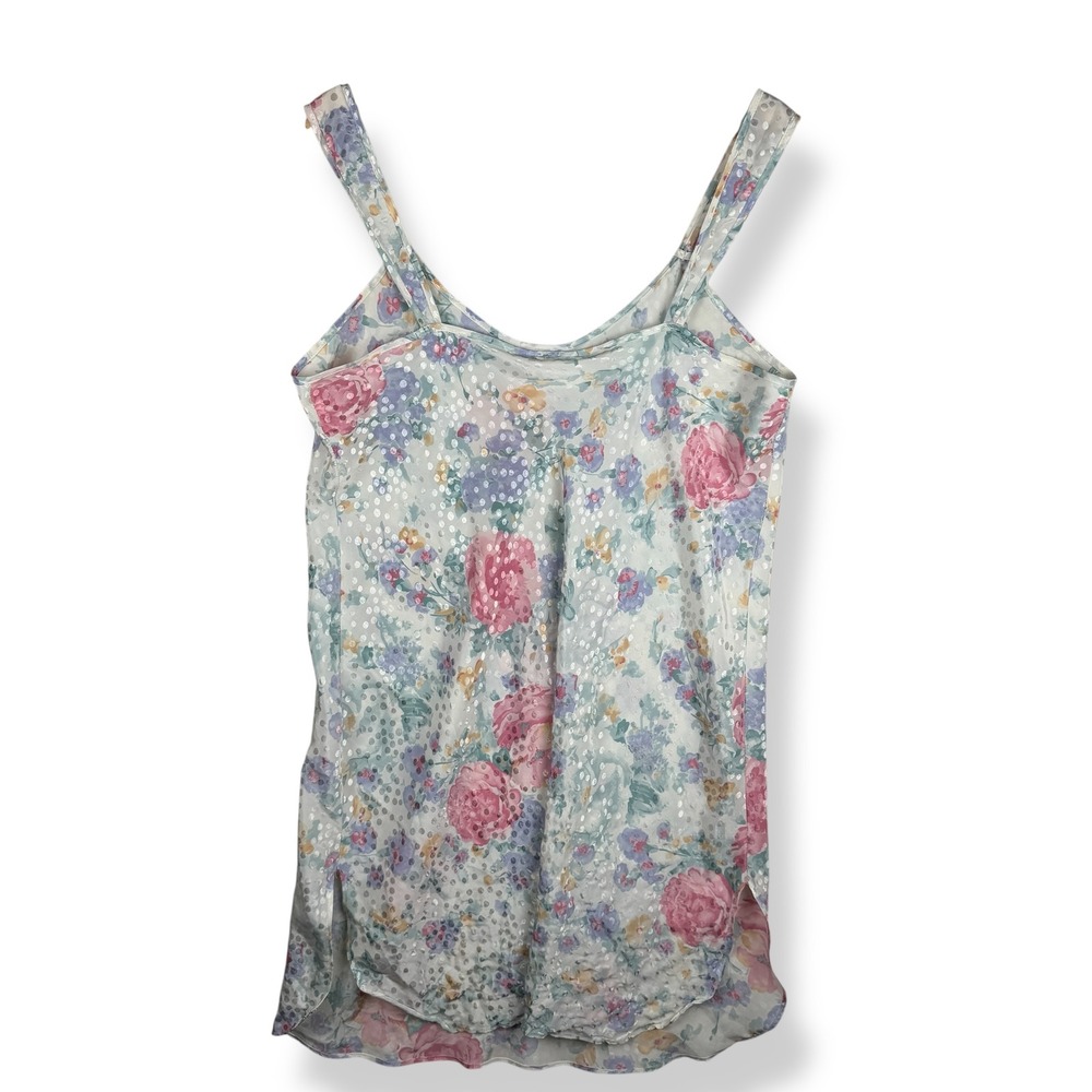Vintage 90s Adonna Nightgown Womens Size XL Floral Satin Lingerie Pastel Cottage